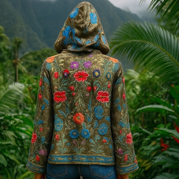 Johnny Was Biya Zaza Metallic Hoodie/Jacket NWT extremely rare - Picture 5 of 16